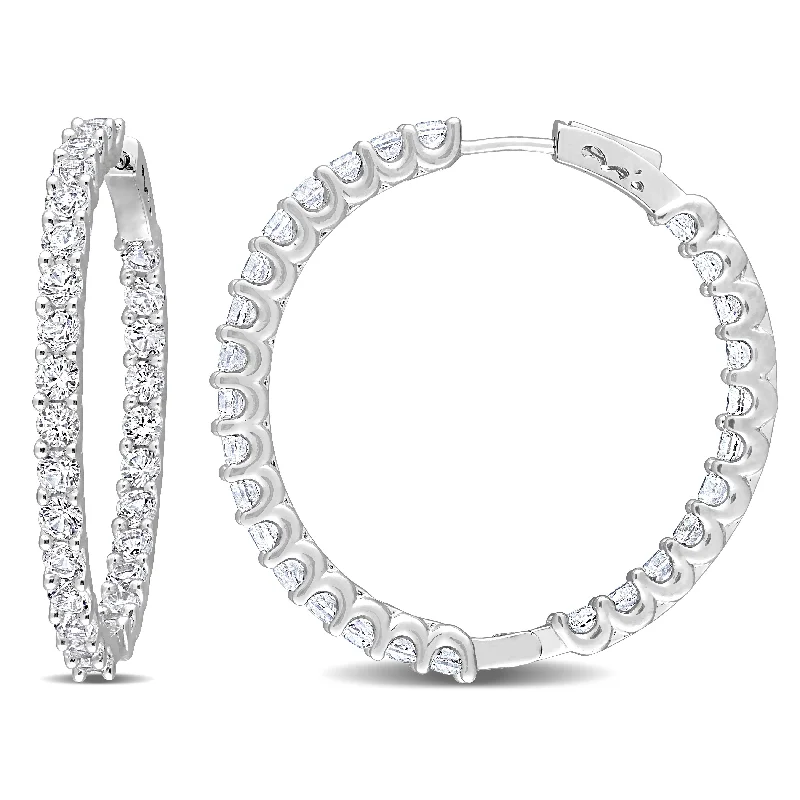 8 3/8 CT TGW Created White Sapphire Hoop Earrings Silver