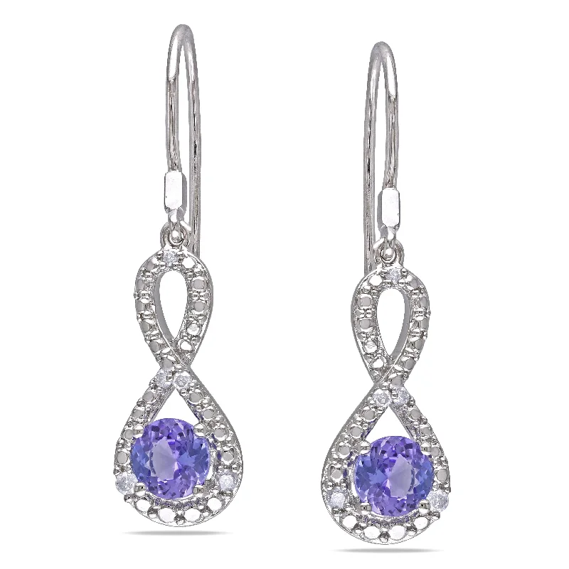 Miadora Sterling Silver Tanzanite 1/10ct TDW Diamond Infinity Earrings