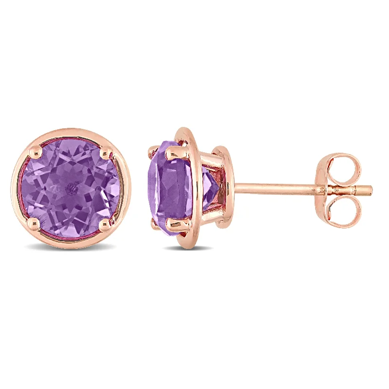 Miadora 14k Rose Gold Amethyst Stud Earrings