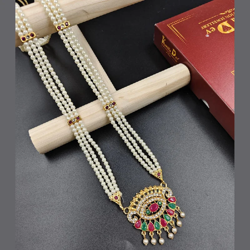 Manisha Jewellery Gold Plated Austrian Stone And Pearl Long Necklace