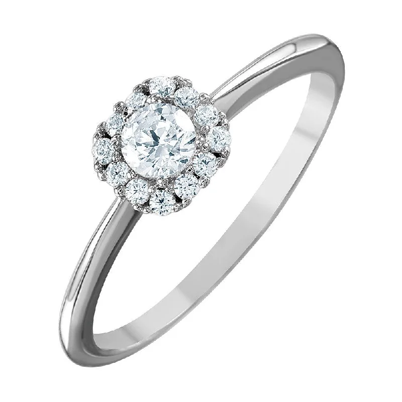 Silver 925 Rhodium Plated Cluster CZ Ring - GMR00053