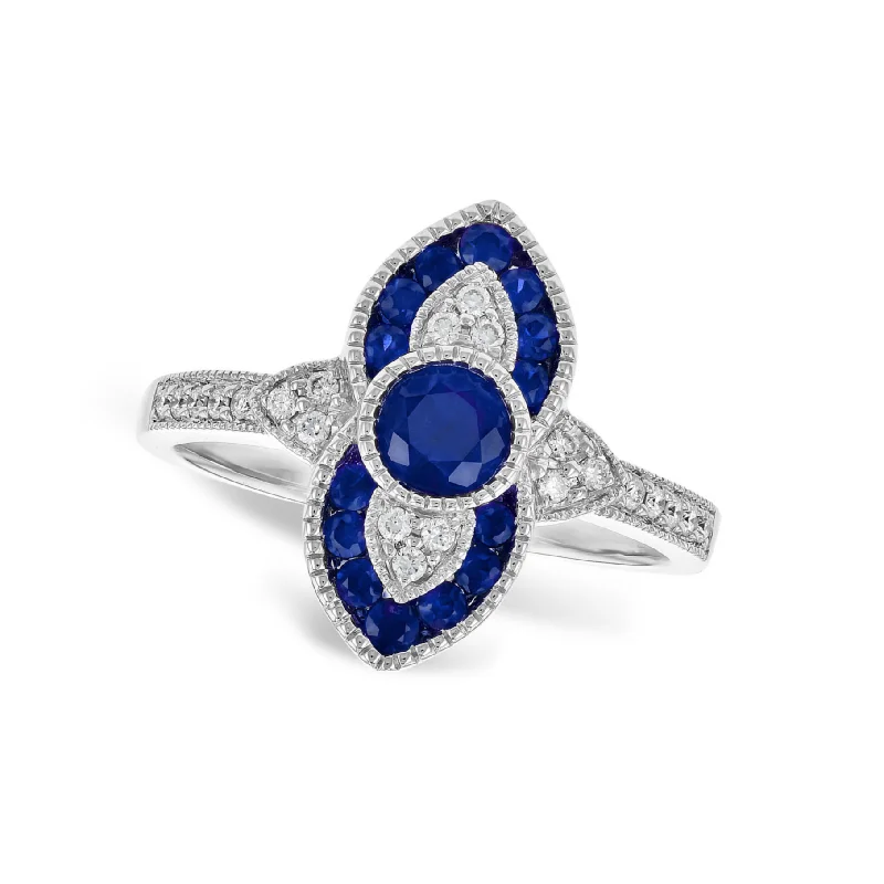 Vintage Style Sapphire and Diamond Ring