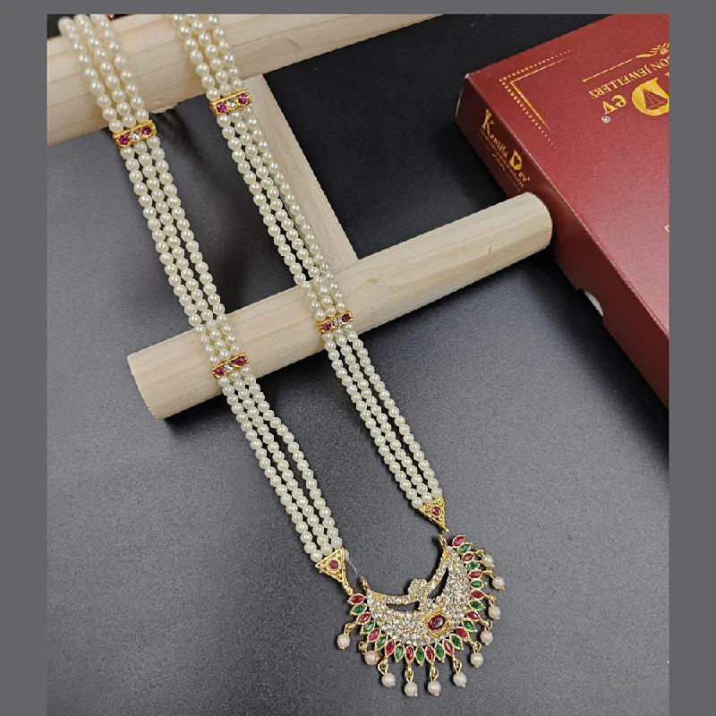 Manisha Jewellery Gold Plated Austrian Stone And Pearl Long Necklace