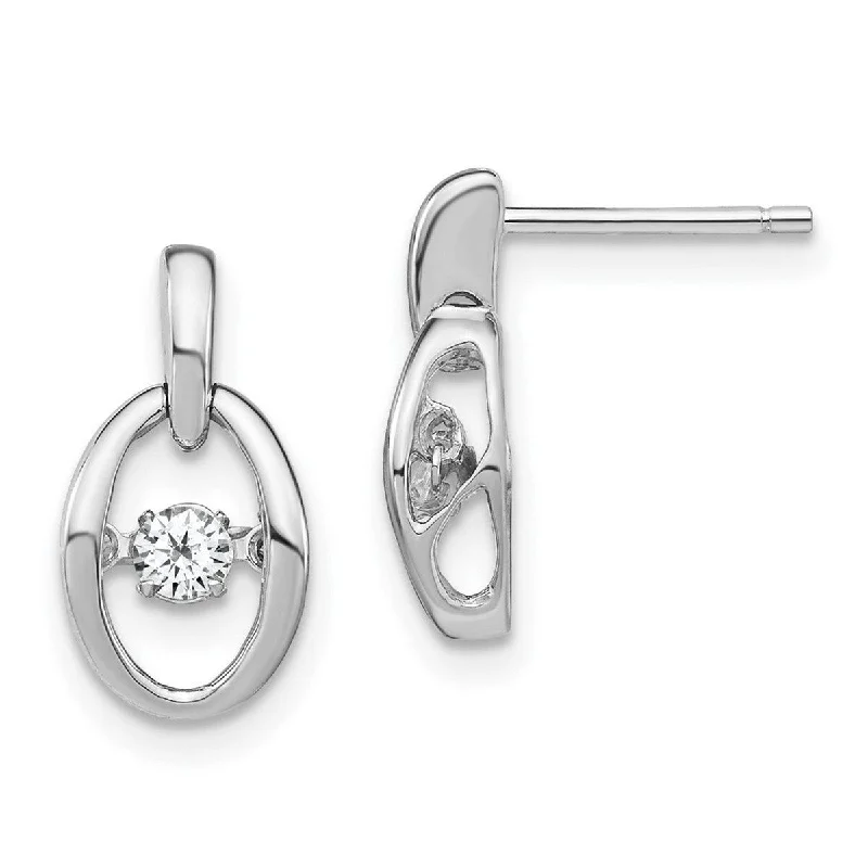 Curata 925 Sterling Silver Rhodium CZ Cubic Zirconia Vibrant Earrings - 14x7.5mm Wide