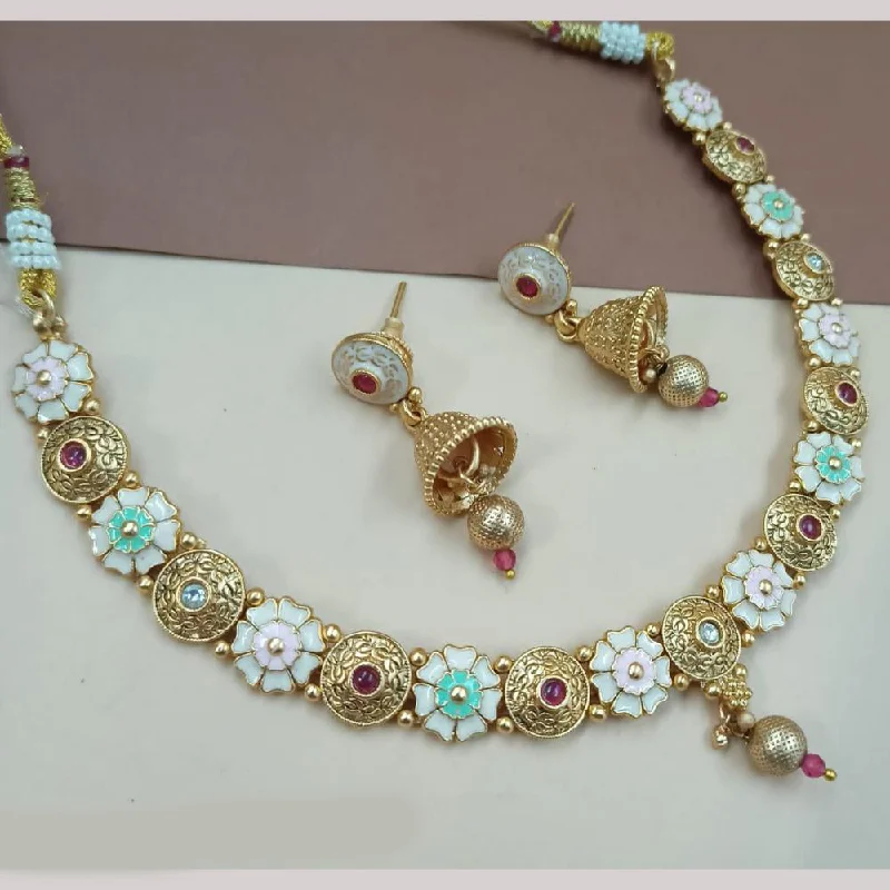 Padmawati Bangles Gold Plated Pota Stone And Pearls Meenakari Necklace Set