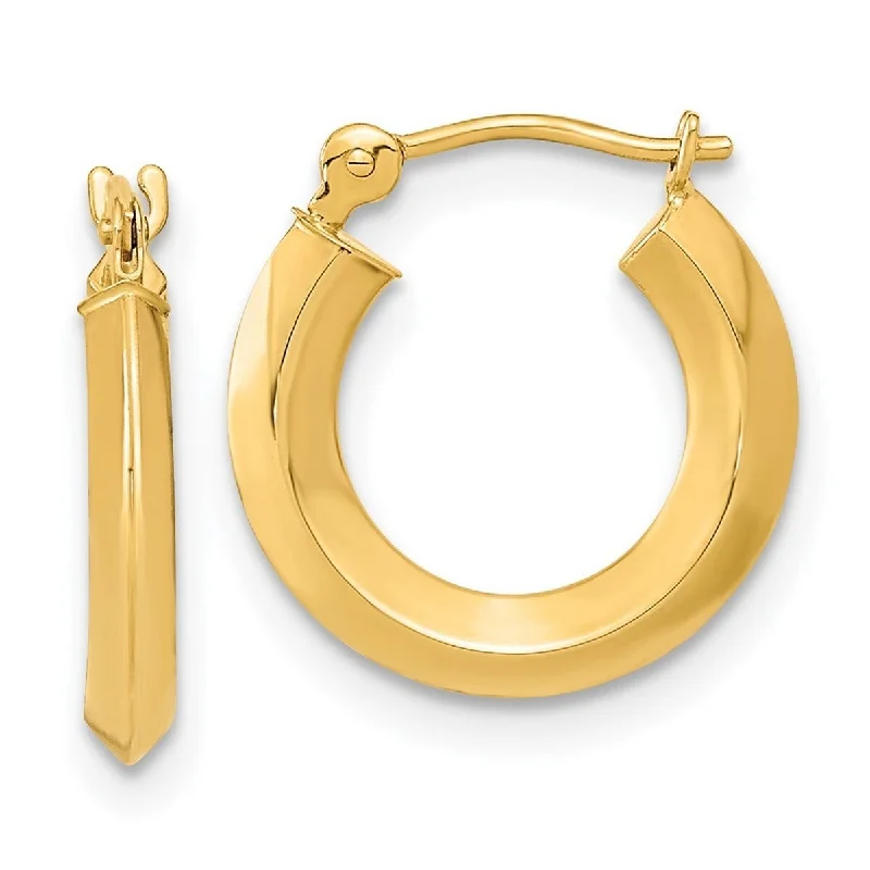 Curata 14k Yellow Gold Polished Knife Edge Hoop Earrings 15.2x3mm