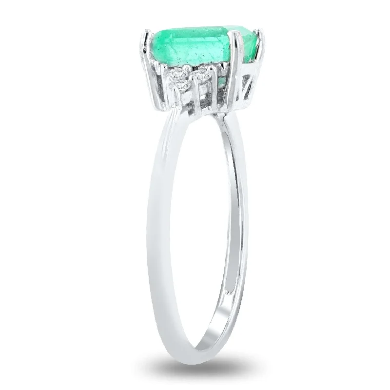 Auriya 14k White Gold 1 3/8ct Emerald and 1/10ct TDW Diamond Ring