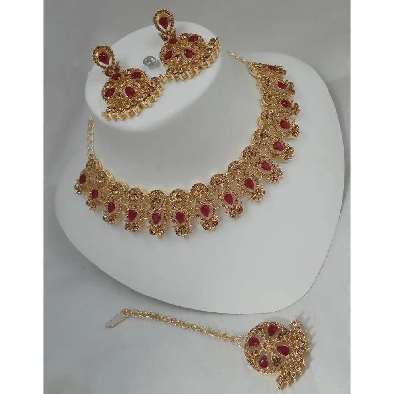 Akruti Collection Gold Plated Austrian Stone Choker Necklace Set