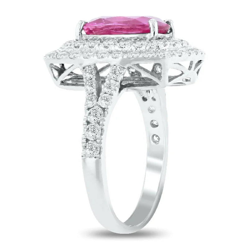 Auriya Platinum 3ct Purple Pink Sapphire and 1 1/2ct TDW Diamond Ring