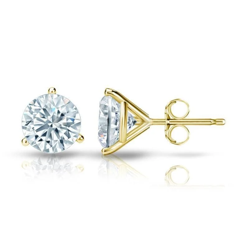 Auriya 14k Gold GIA Certified 4.50 carat TDW 3-Prong Martini Round Diamond Stud Earrings