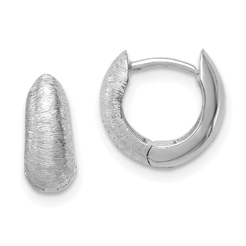 Curata 14k White Gold Textured Hoop Earrings - 10.8x11.2mm