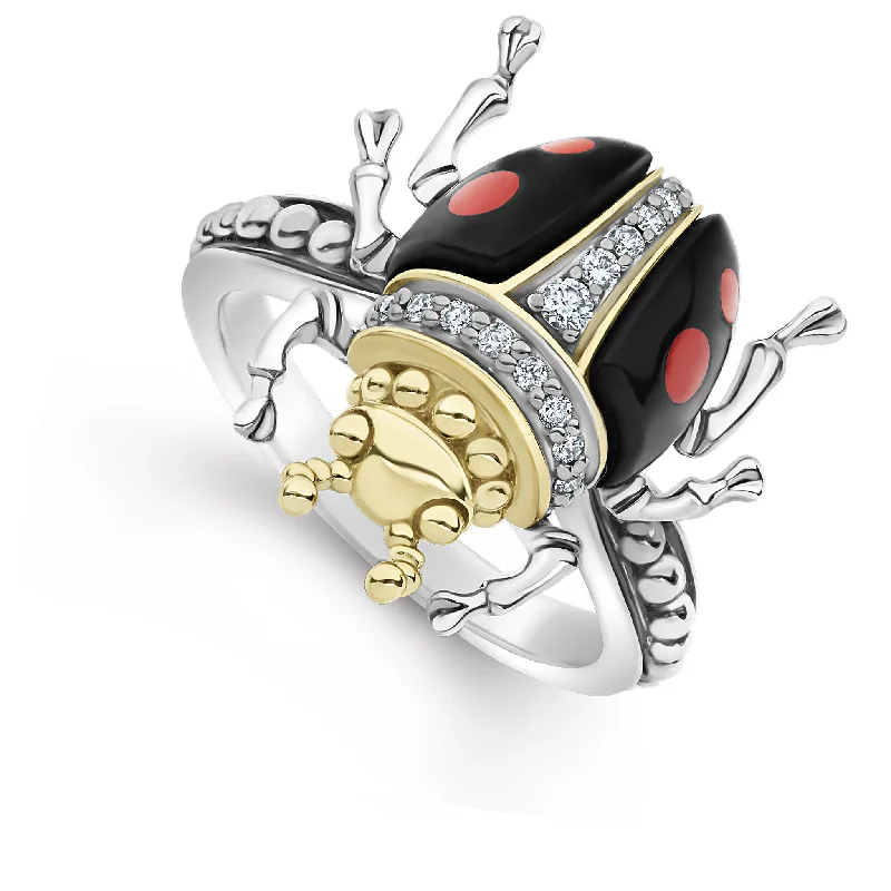 Rare Wonders Onyx Beetle Diamond Ring