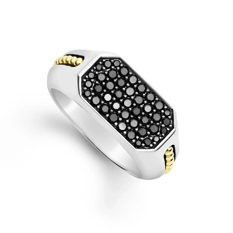 Lagos Anthem Two-Tone Octagon Black Diamond Ring