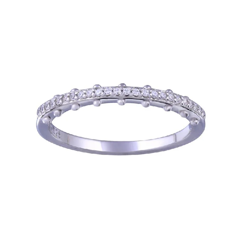 Rhodium Plated 925 Sterling Silver Half Eternity Clear CZ Ring - STR01154