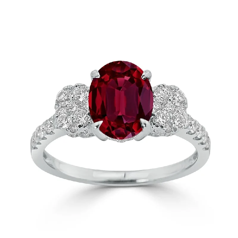 Auriya 2ct Oval-cut Ruby and Diamond Ring 3/4ctw 18K Gold