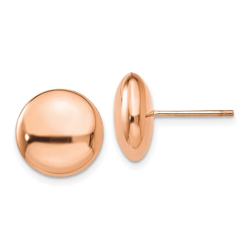 Curata 14k Rose Gold Polished 12mm Button Post Earrings