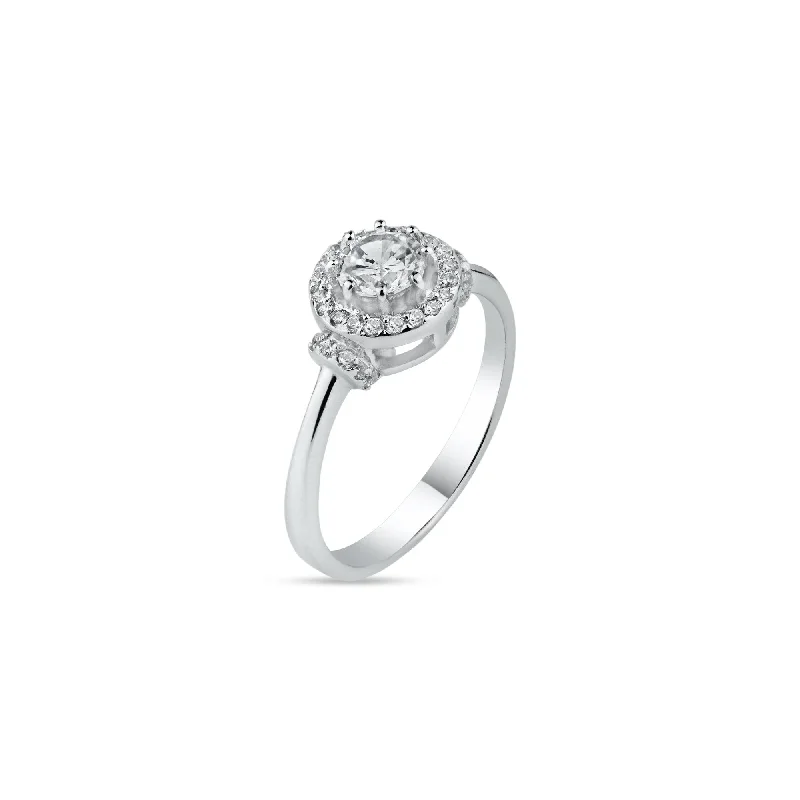 Silver 925 Rhodium Plated Cluster Ring - BGR00897