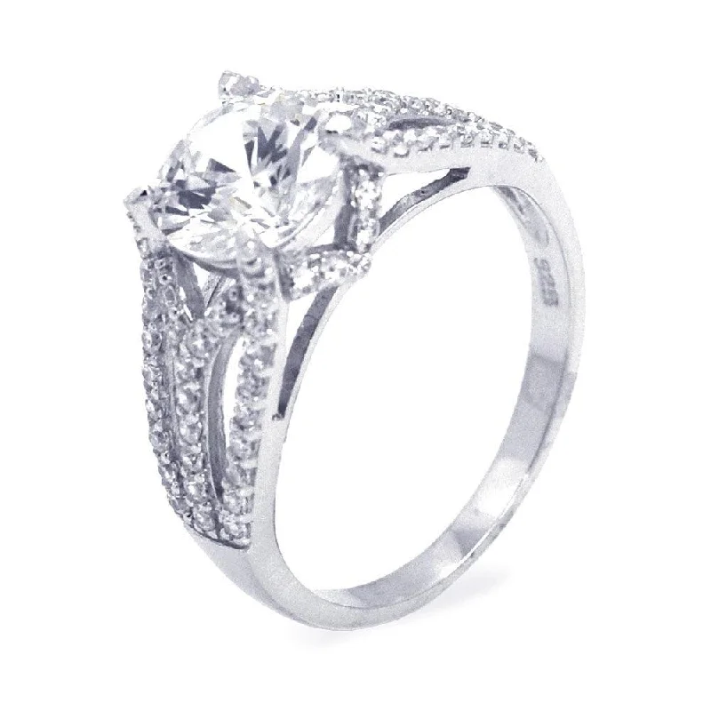 Silver 925 Rhodium Plated Clear Center CZ Ring - STR00646