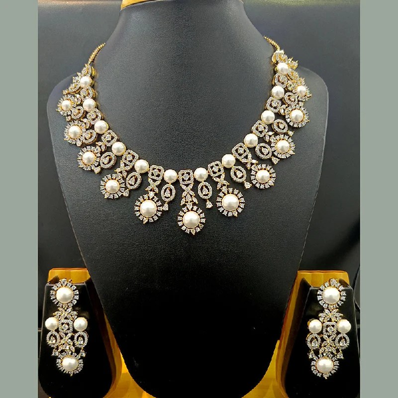 Jain Jewellers Gold Plated AD Necklace Set