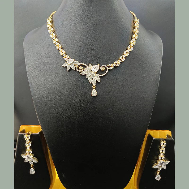 Jain Jewellers Gold Plated AD Necklace Set