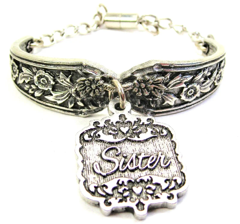 Sister Victorian Scroll Vintage Spoon Chain Bracelet