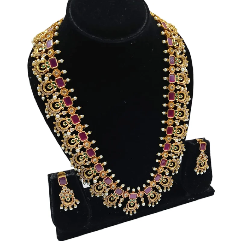 Padmawati Bangles Gold Plated Crystal Stone Long Necklace Set