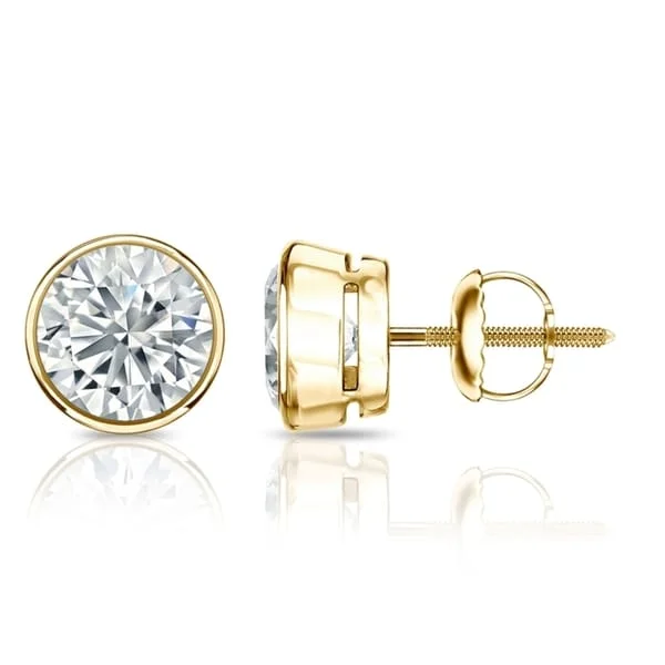 Auriya 4 1/2ctw Round Diamond Stud Earrings Bezel-set 18k Gold - GIA Certified