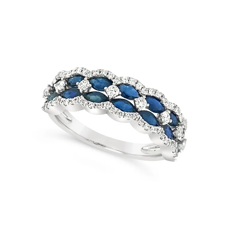 Marquise Sapphire and Diamond Ring