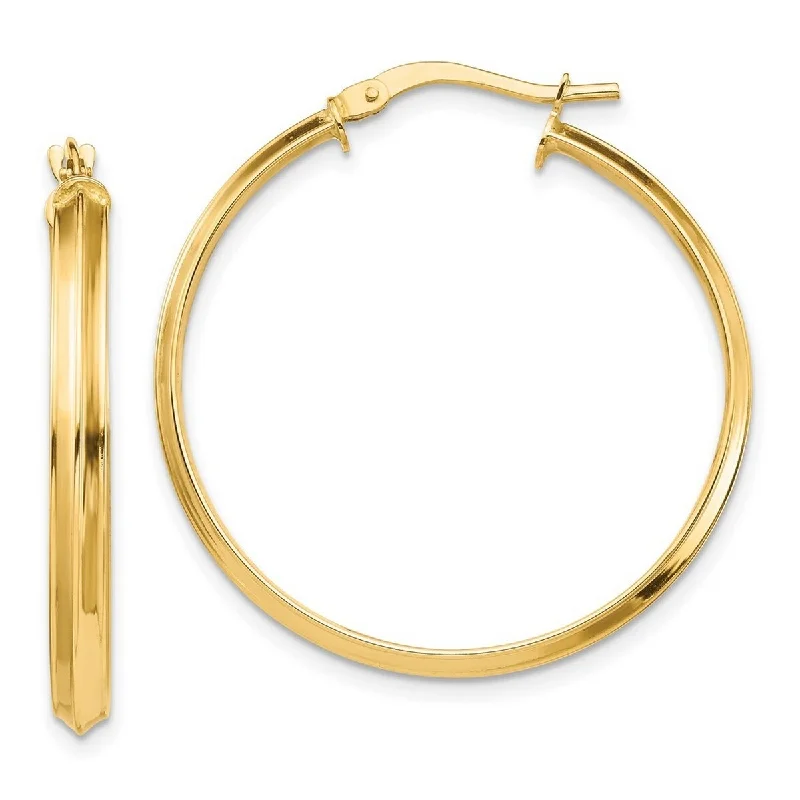 Curata 14k Polished 3m Hoop Earrings - 3mm Thick