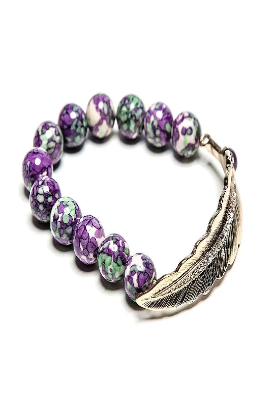 Bella Feather + Rhinestone Bracelet - Final Sale