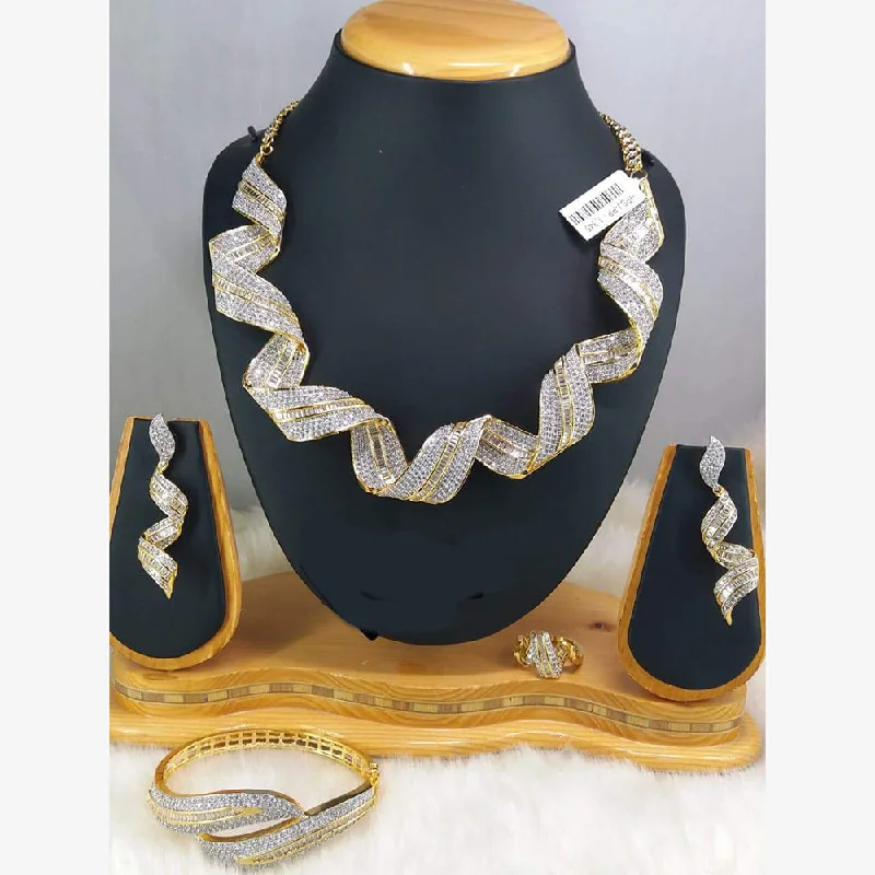 Jain Jewellers Gold Plated AD Necklace Set