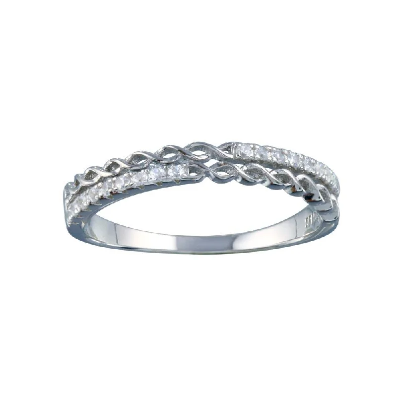 Rhodium Plated 925 Sterling Silver Micro Eternity CZ Ring - STR01124