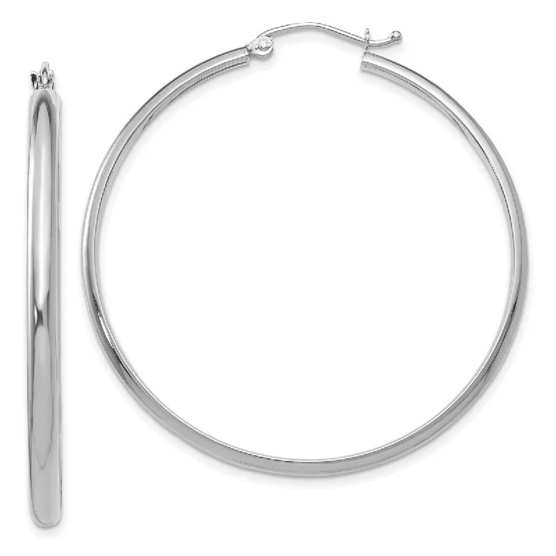 Curata 14k White Gold Polished 2.75x44mm Hoop Earrings