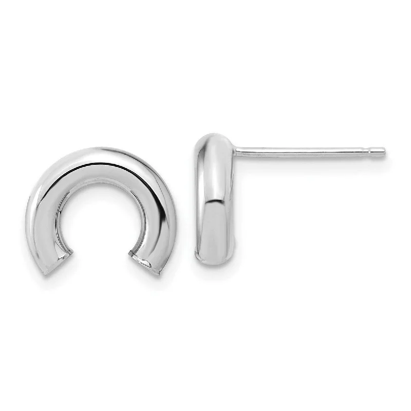 Curata 14k White Gold Polished U Shape Tube Post Earrings - 11.7x12.2mm