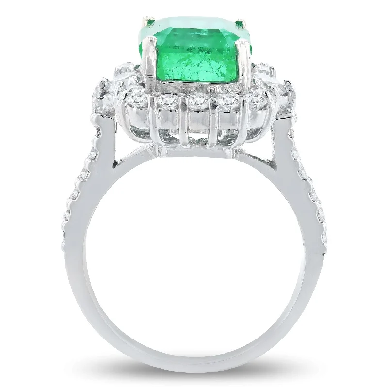 Auriya 14k White Gold 4 1/10ct Emerald and 1ct TDW Diamond Ring