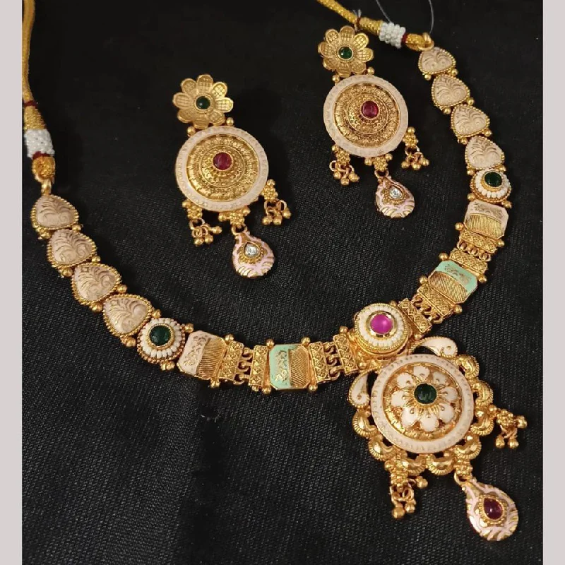 Padmawati Bangles Gold Plated Pota Stone And Pearls Meenakari Necklace Set